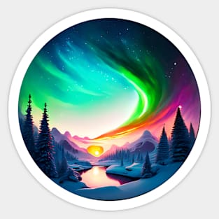 Northern Lights - Winter - Natural Beauty - Christmas Sticker